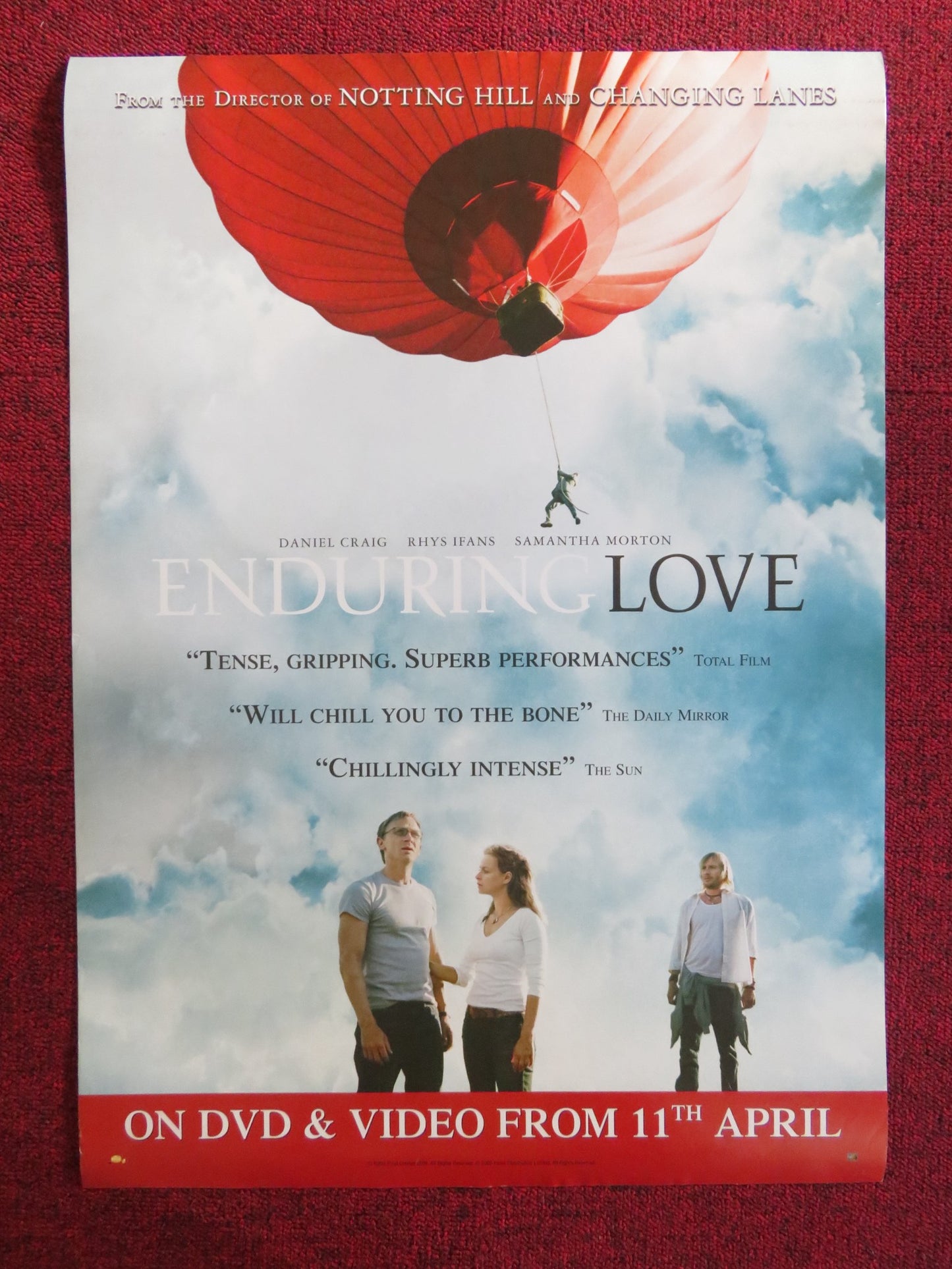 ENDURING LOVE DVD & VHS VIDEO POSTER DANIEL CRAIG RHYS IFANS S. MORTON 2004