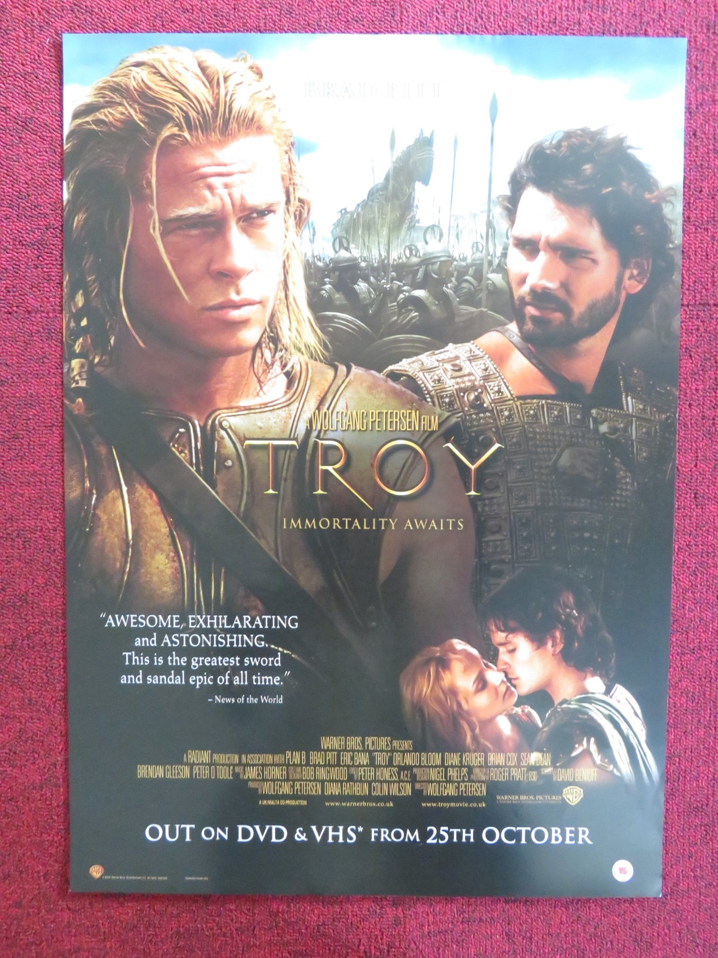 TROY DVD & VHS VIDEO POSTER BRAD PITT ERIC BANA ORLANDO BLOOM 2004