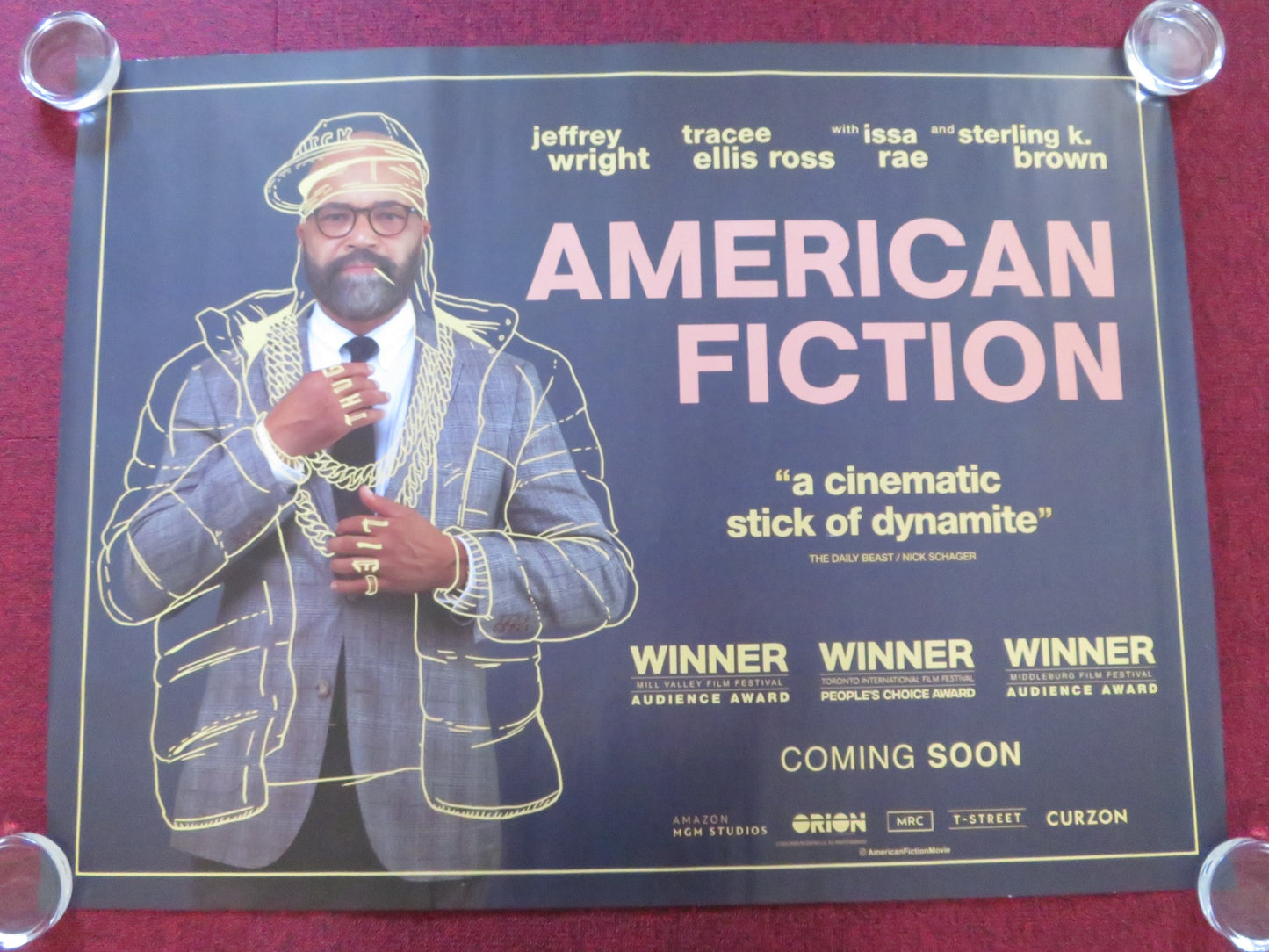 AMERICAN FICTION UK QUAD ROLLED POSTER JEFFREY WRIGHT JOHN ORTIZ 2023