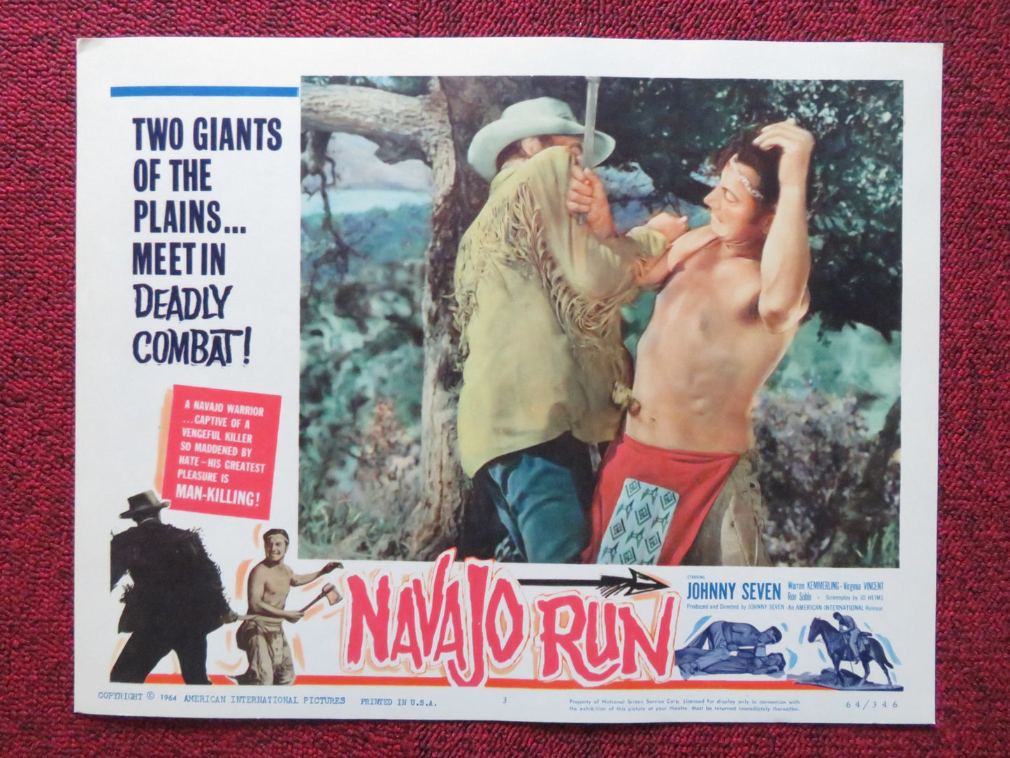 NAVAJO RUN US LOBBY CARD FULL SET JOHNNY SEVEN WARREN KEMMERLING 1964