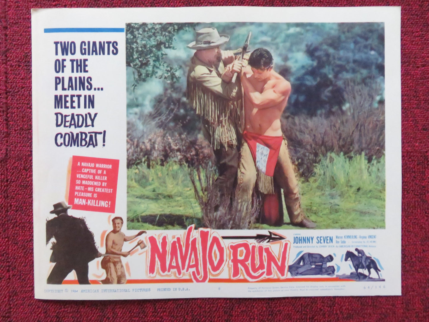 NAVAJO RUN US LOBBY CARD FULL SET JOHNNY SEVEN WARREN KEMMERLING 1964