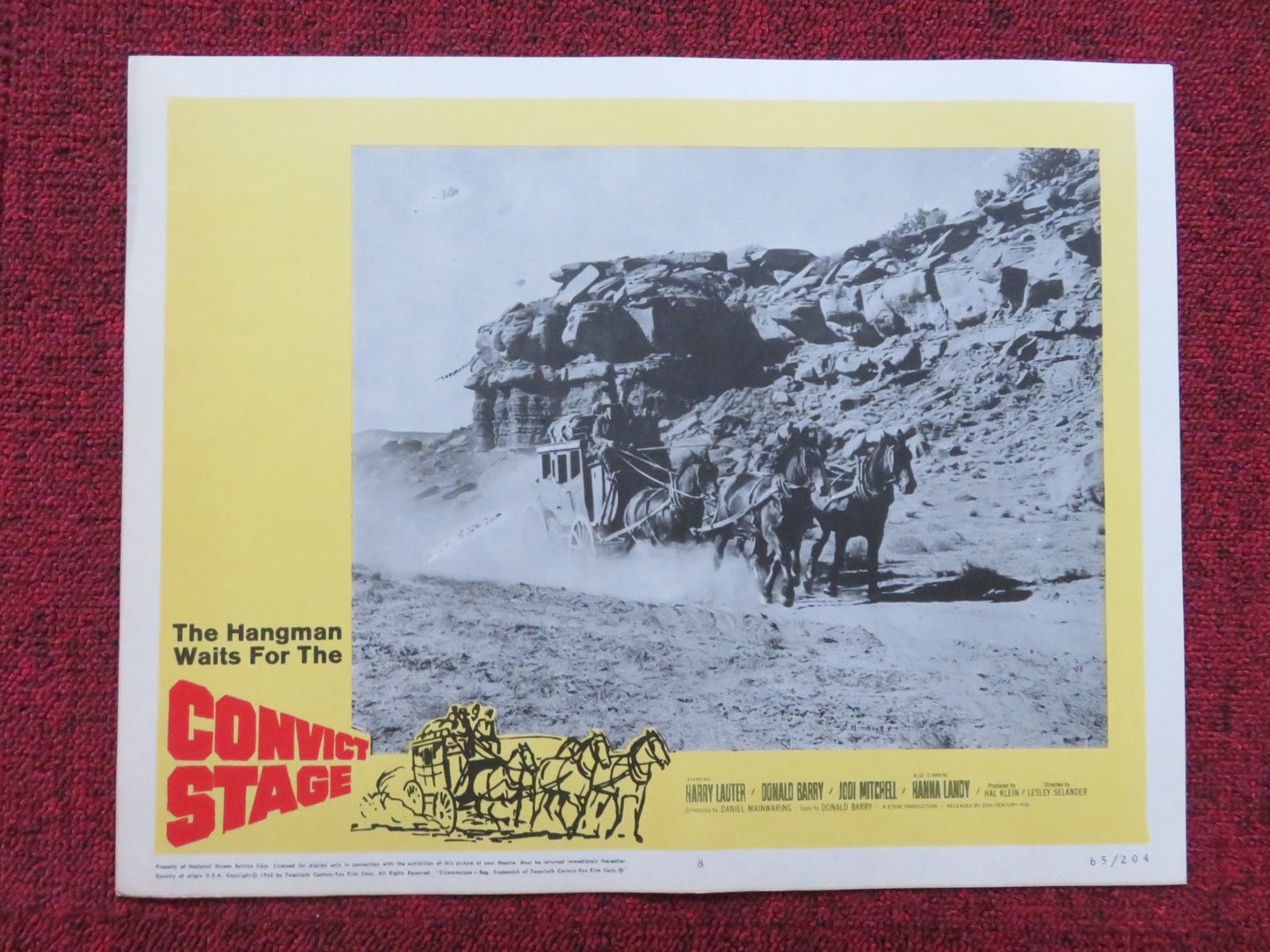 CONVICT STAGE US LOBBY CARD FULL SET HARRY LAUTER DONALD BARRY 1965