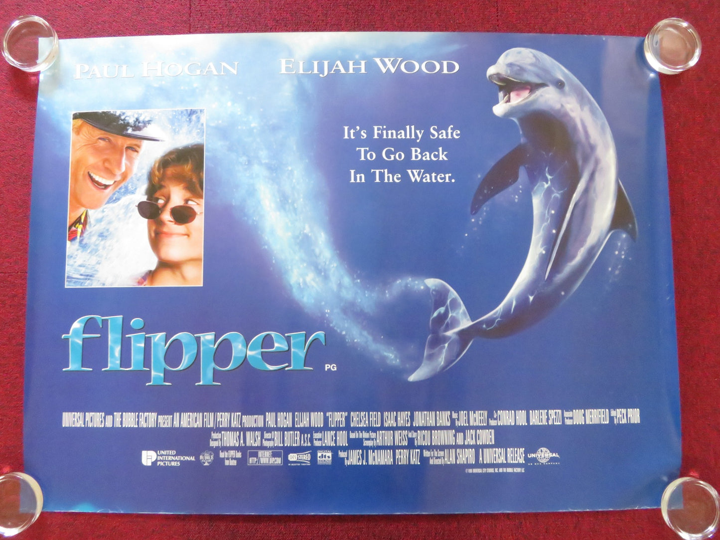 FLIPPER UK QUAD ROLLED POSTER ELIJAH WOOD PAUL HOGAN 1996