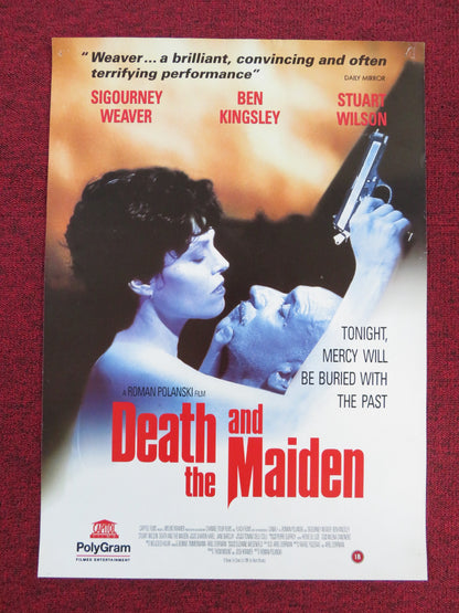 DEATH AND THE MAIDEN  VHS VIDEO POSTER SIGOURNEY WEAVER ROMAN POLANSKI 1994