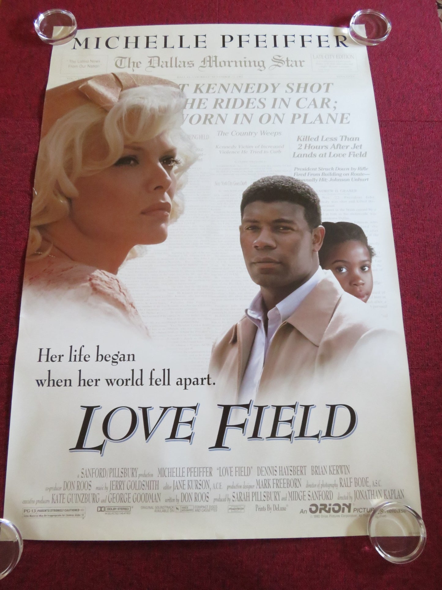 LOVE FIELD US ONE SHEET ROLLED POSTER MICHELLE PFEIFFER DENNIS HAYSBERT 1992