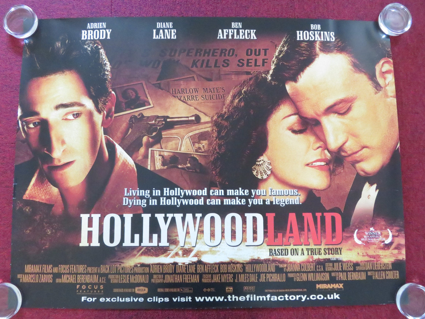 HOLLYWOODLAND UK QUAD ROLLED POSTER ADRIEN BRODY BEN AFFLECK 2006