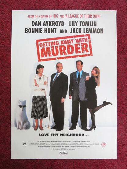 GETTING AWAY WITH MURDER VHS VIDEO POSTER DAN AYKROYD LILY TOMLIN 1996