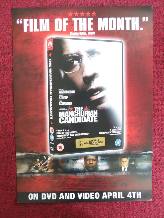 THE MANCHURIAN CANDIDATE VHS VIDEO POSTER DENZEL WASHINGTON LIEV SCHREIBER 2004