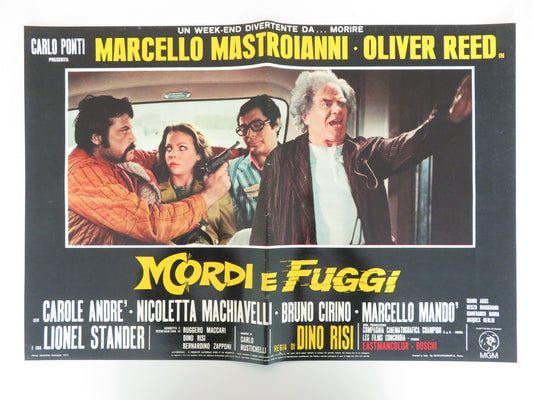 DIRTY WEEKEND - B ITALIAN FOTOBUSTA POSTER OLIVER REED MARCELLO MASTROIANNI 1973