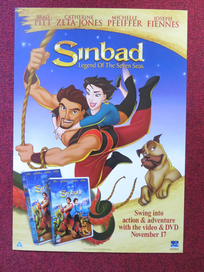 SINBAD: LEGEND OF THE SEVEN SEAS DVD & VHS VIDEO POSTER BRAD PITT 2003