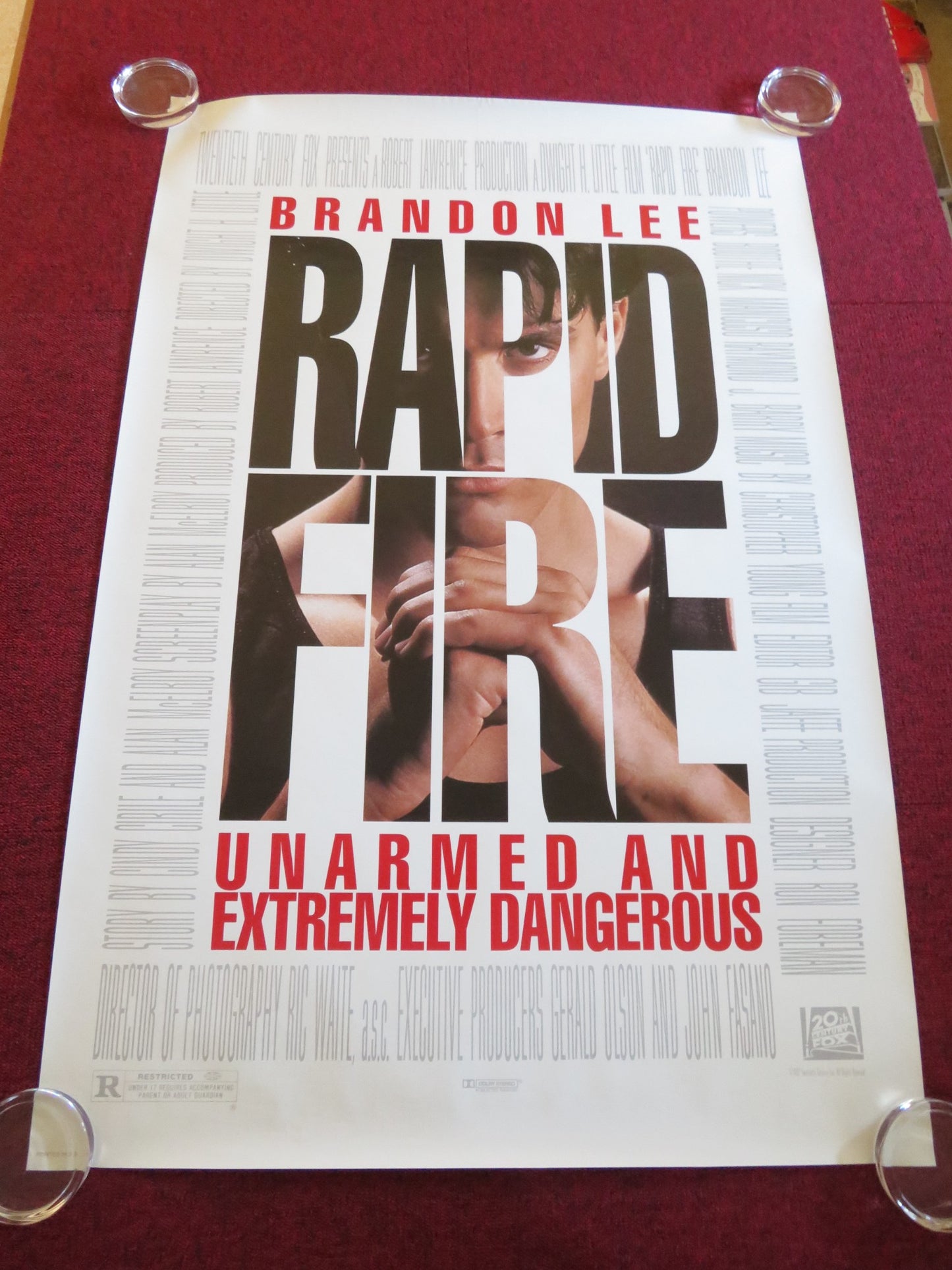 RAPID FIRE US ONE SHEET ROLLED POSTER BRANDON LEE POWER BOOTHE 1992