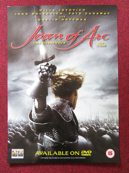 THE MESSENGER: THE STORY OF JOAN OF ARC DVD POSTER MILLA JOVOVICH 1999