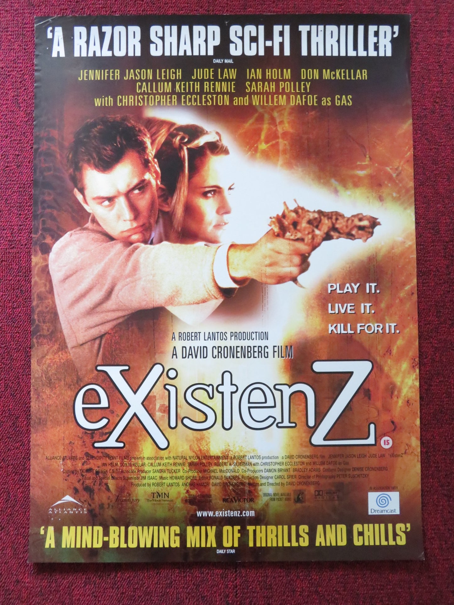 EXISTENZ VHS VIDEO POSTER DAVID CRONENBERG JUDE LAW JENNIFER JASON LEIGH 1999