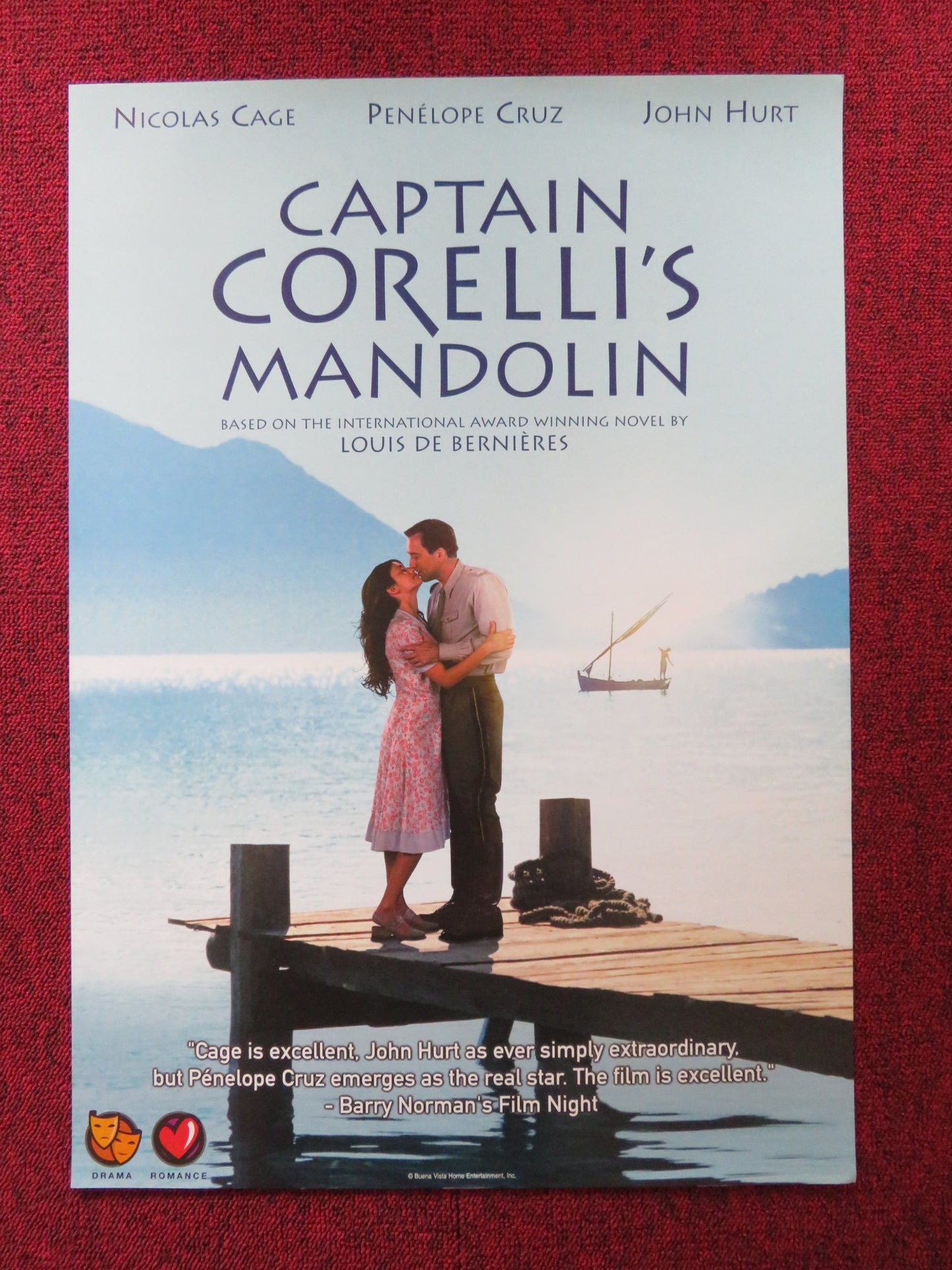 CAPTAIN CORELLI'S MANDOLIN VHS VIDEO POSTER NICOLAS CAGE PENELOPE CRUZ 2001