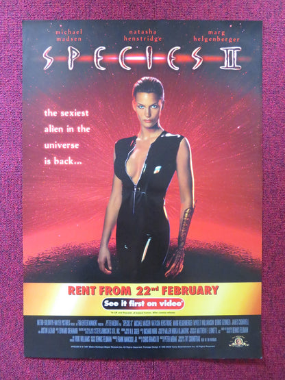 SPECIES II VHS VIDEO POSTER MICHAEL MADSEN NATASHA HENSTRIDGE 1998