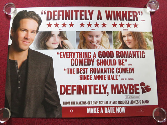 DEFINITELY, MAYBE- B UK QUAD ROLLED POSTER RYAN REYNOLDS RACHEL WEISZ 2008