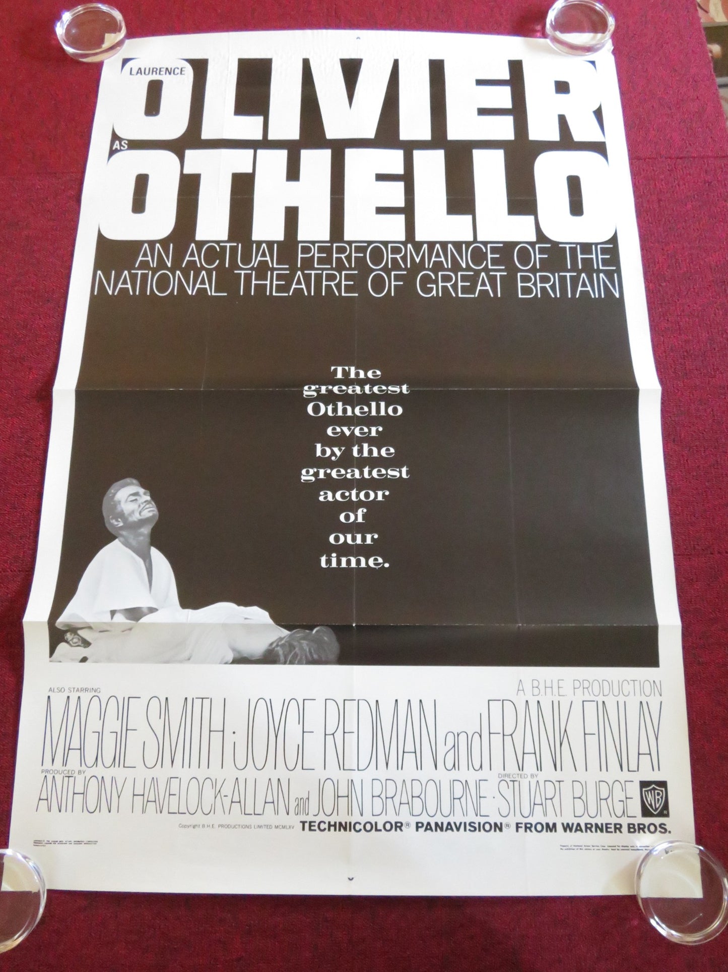 OTHELLO US ONE SHEET ROLLED POSTER LAURENCE OLIVIER DEREK JACOBI 1966