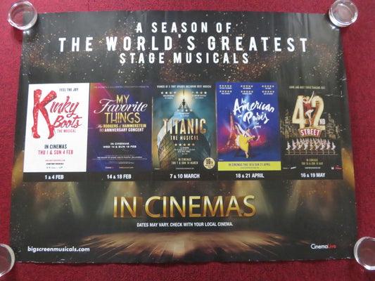 THE WORLD'S GREATEST STAGE MUSICALS IN CINEMAS UK QUAD ROLLED POSTER 2024