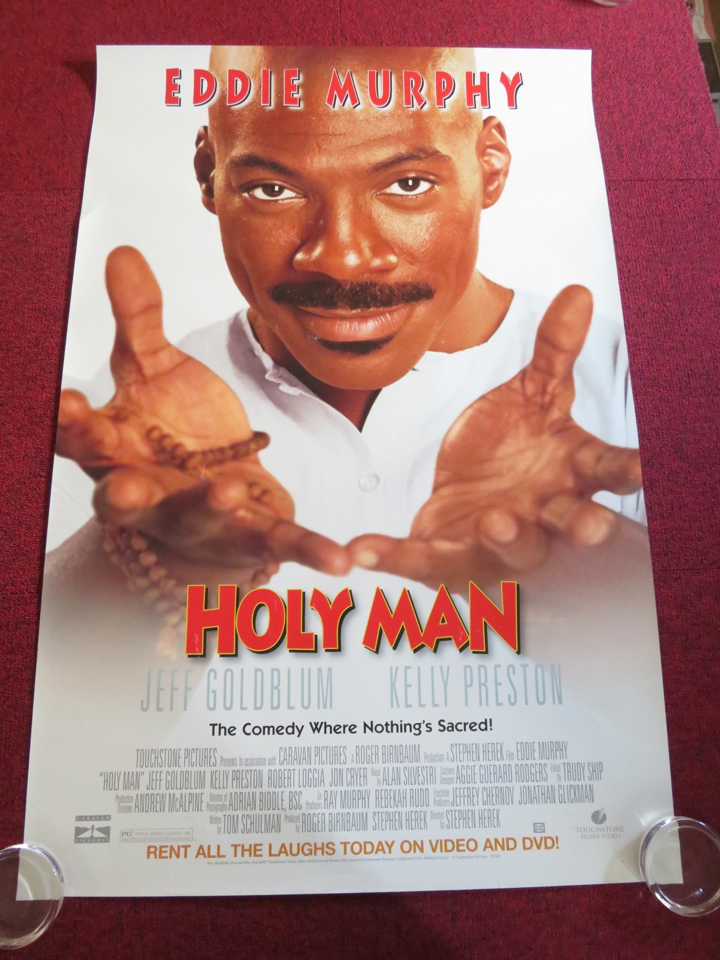 HOLY MAN DVD & VHS VIDEO POSTER ROLLED EDDIE MURPHY JEFF GOLDBLUM 1998