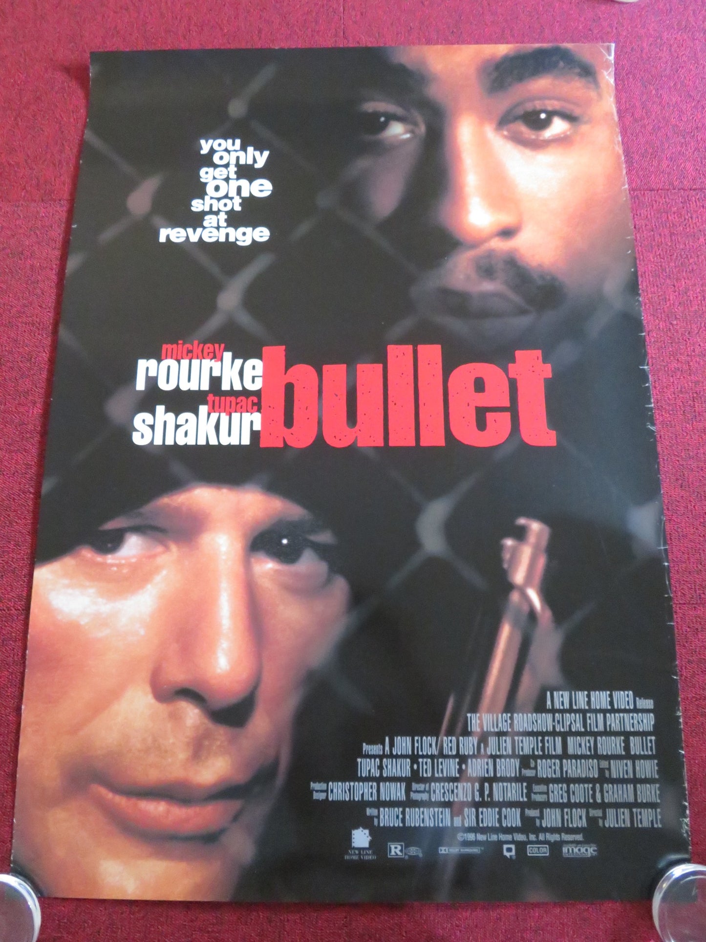 BULLET VHS VIDEO POSTER ROLLED TUPAC SHAKUR MICKEY ROURKE 1996