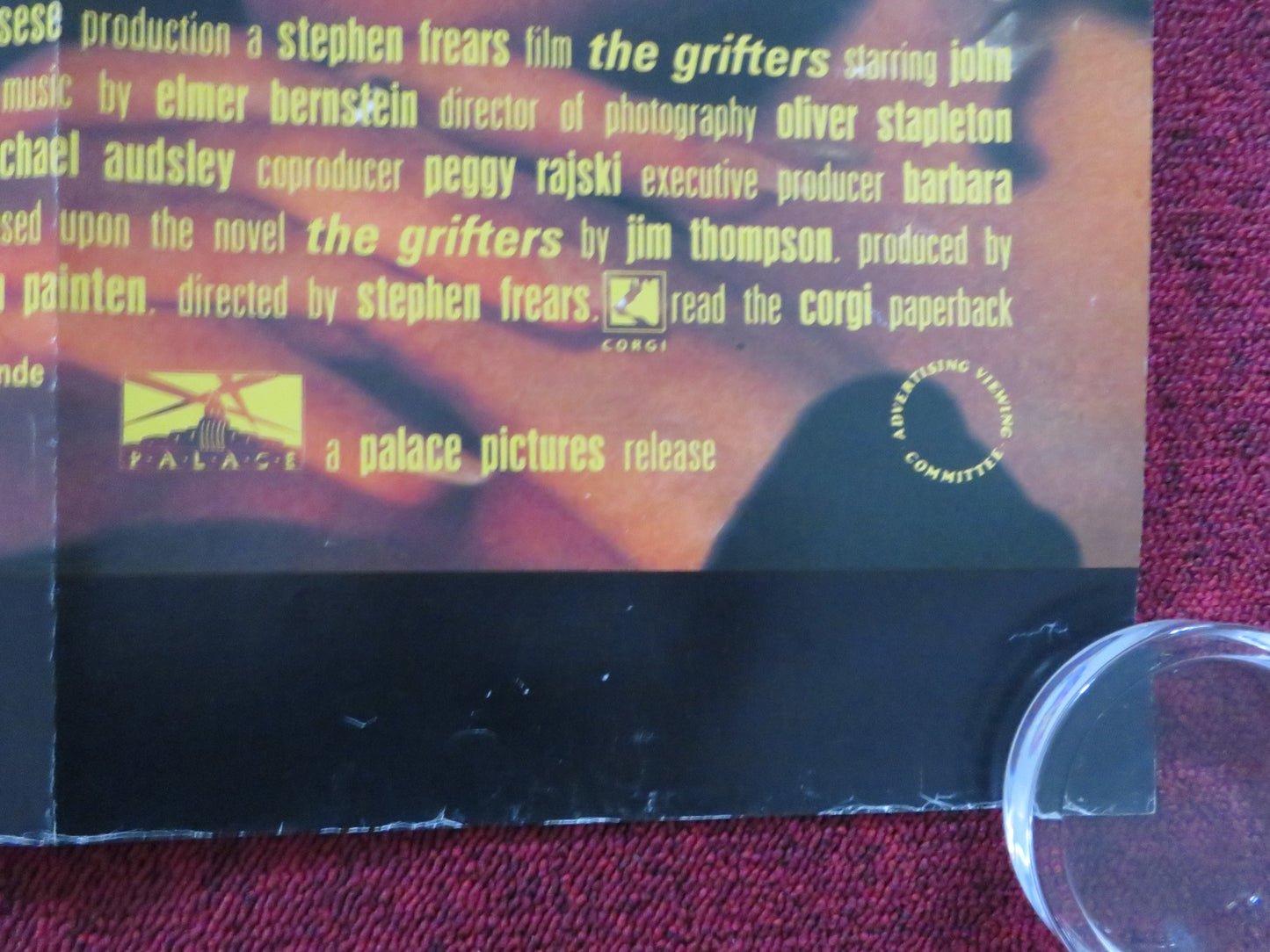 THE GRIFTERS UK QUAD ROLLED POSTER ANJELICA HUSTON JOHN CUSACK 1990