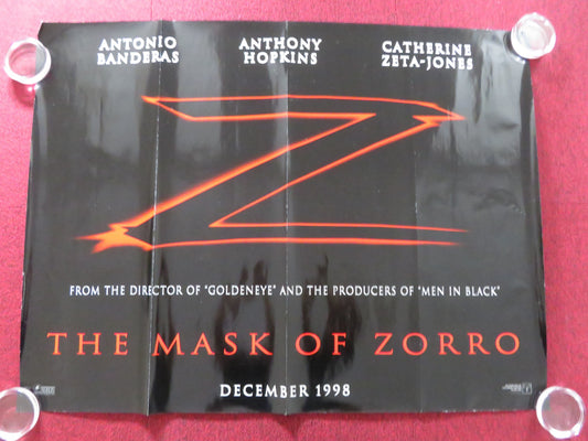 THE MASK OF ZORRO UK QUAD ROLLED POSTER ANTONIO BANDERAS ANTHONY HOPKINS 1998