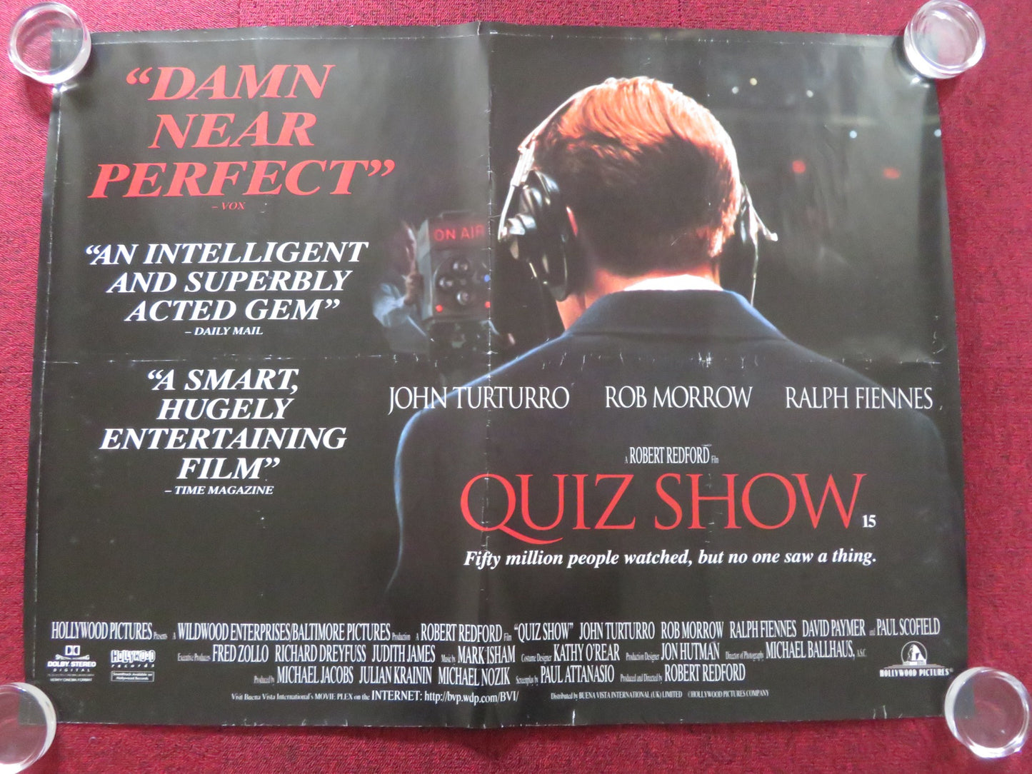 QUIZ SHOW UK QUAD ROLLED POSTER JOHN TURTURRO RALPH FIENNES 1994