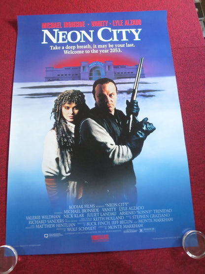 NEON CITY VHS VIDEO POSTER ROLLED MICHAEL IRONSIDE VANITY 1991