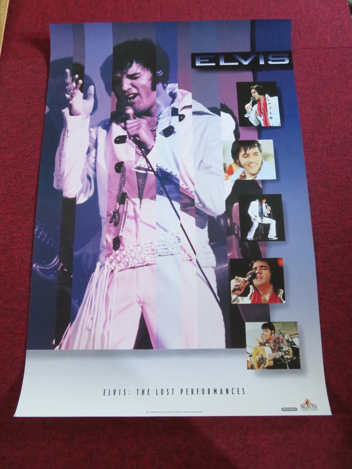 ELVIS: THE LOST PERFORMANCES VHS VIDEO POSTER ROLLED ELVIS PRESLEY 1992