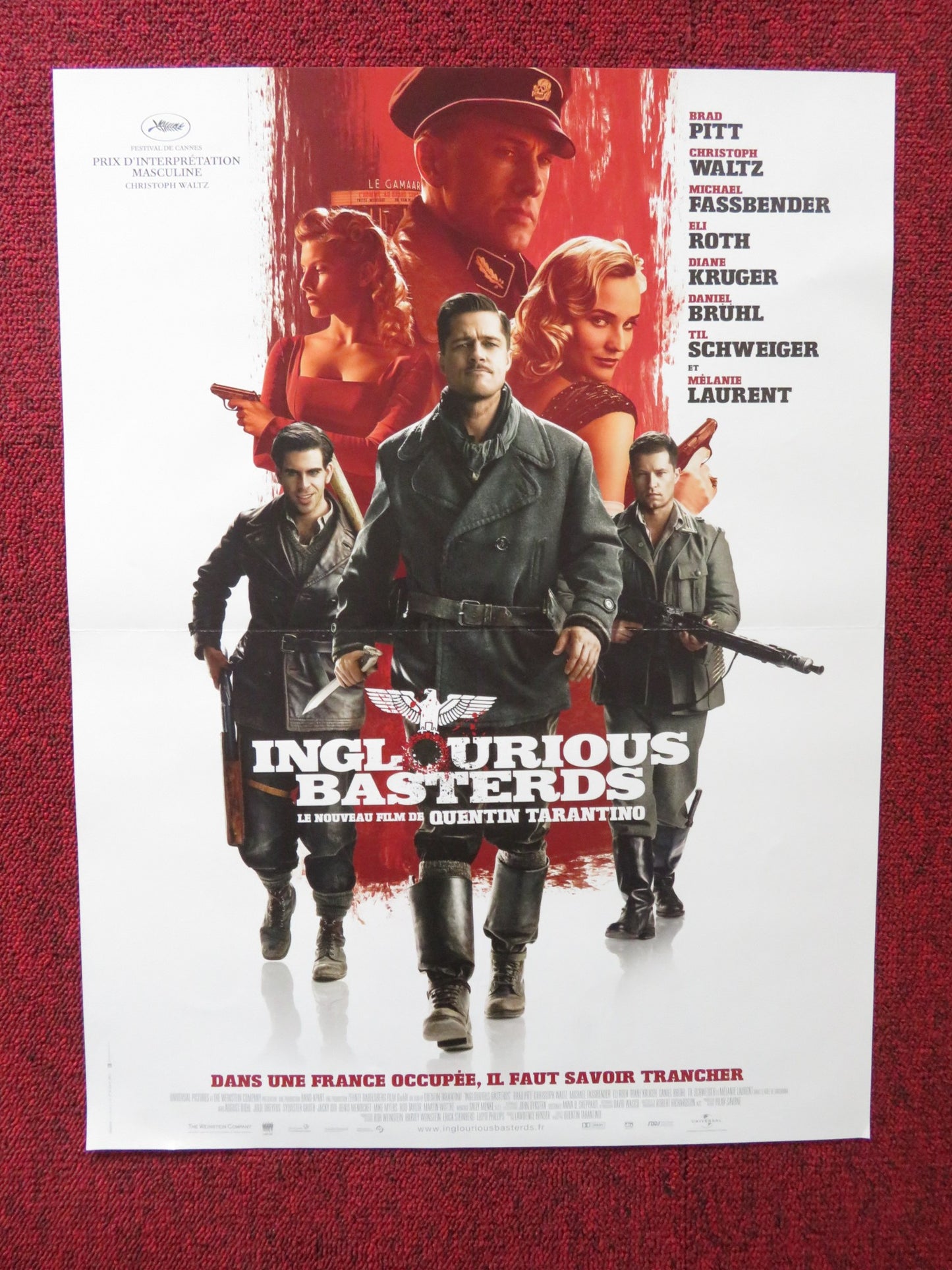 INGLOURIOUS BASTERDS FRENCH POSTER TARANTINO PITT WALTZ 2009