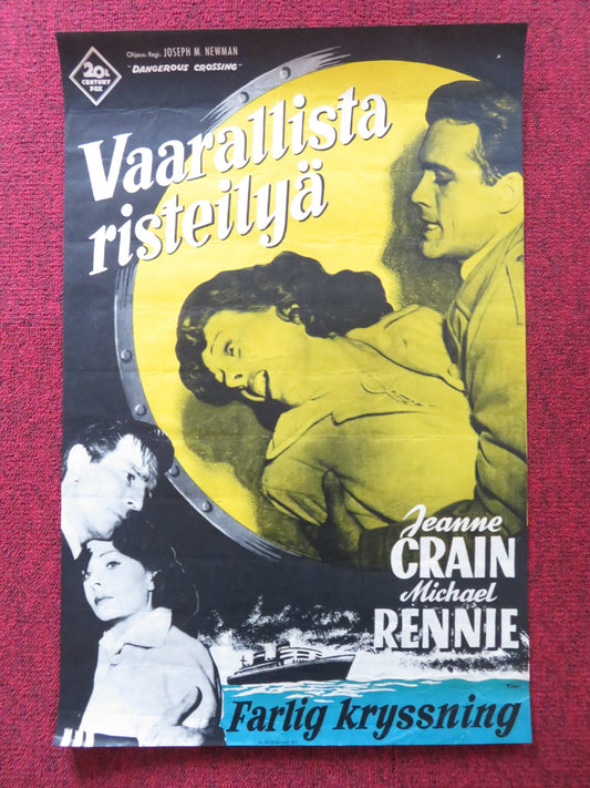 DANGEROUS CROSSING FINNISH POSTER JEANNE CRAIN MICHAEL RENNIE 1954