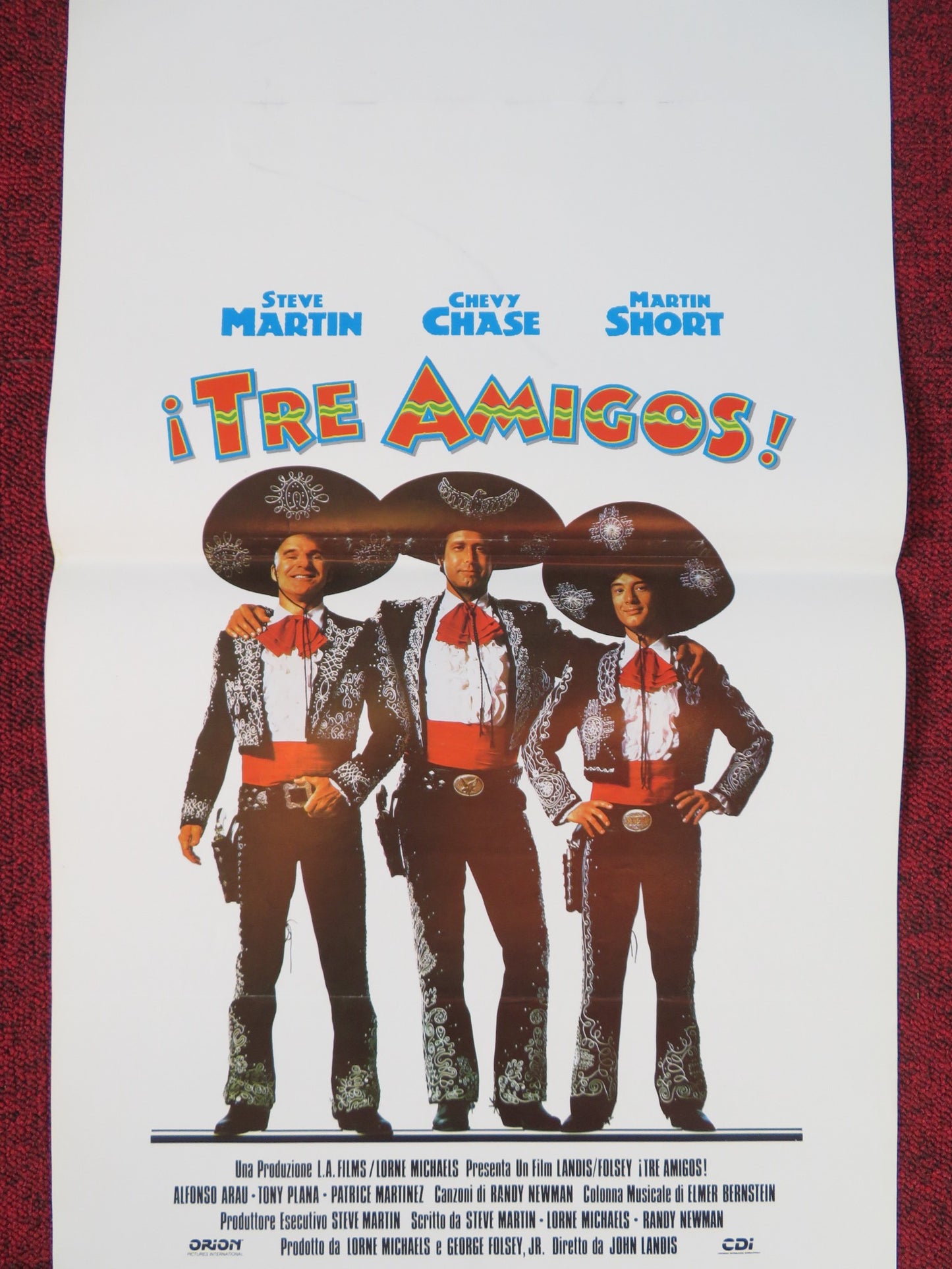 THREE AMIGOS! ITALIAN LOCANDINA POSTER STEVE MARTIN CHEVY CHASE MARTIN SHORT '87