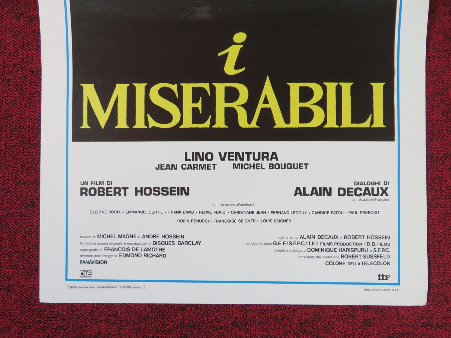 LES MISERABLES ITALIAN LOCANDINA POSTER LINO VENTURA JEAN CARMET 1984