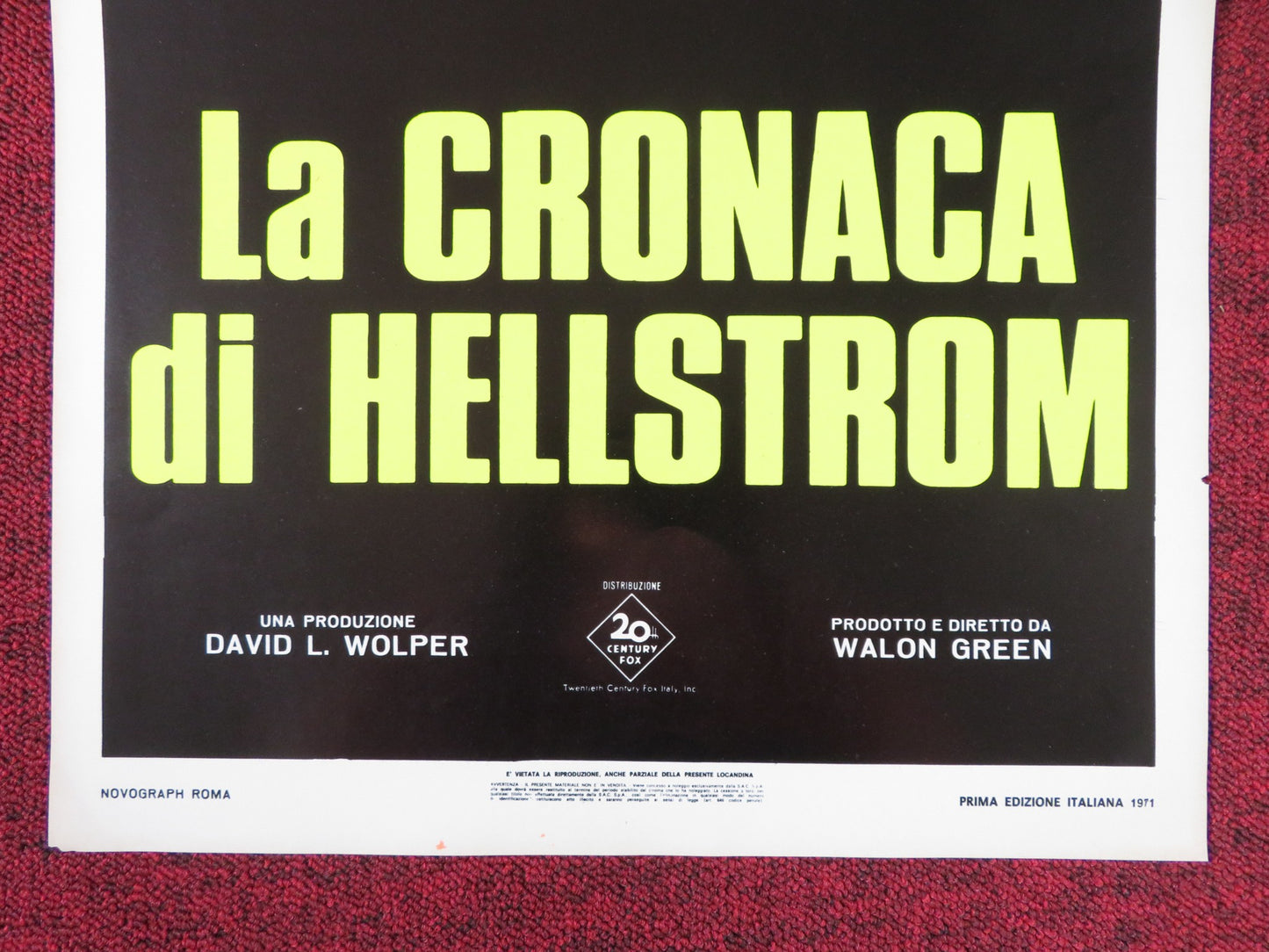 THE HELLSTROM CHRONICLE ITALIAN LOCANDINA POSTER LAWRENCE PRESSMAN 1971