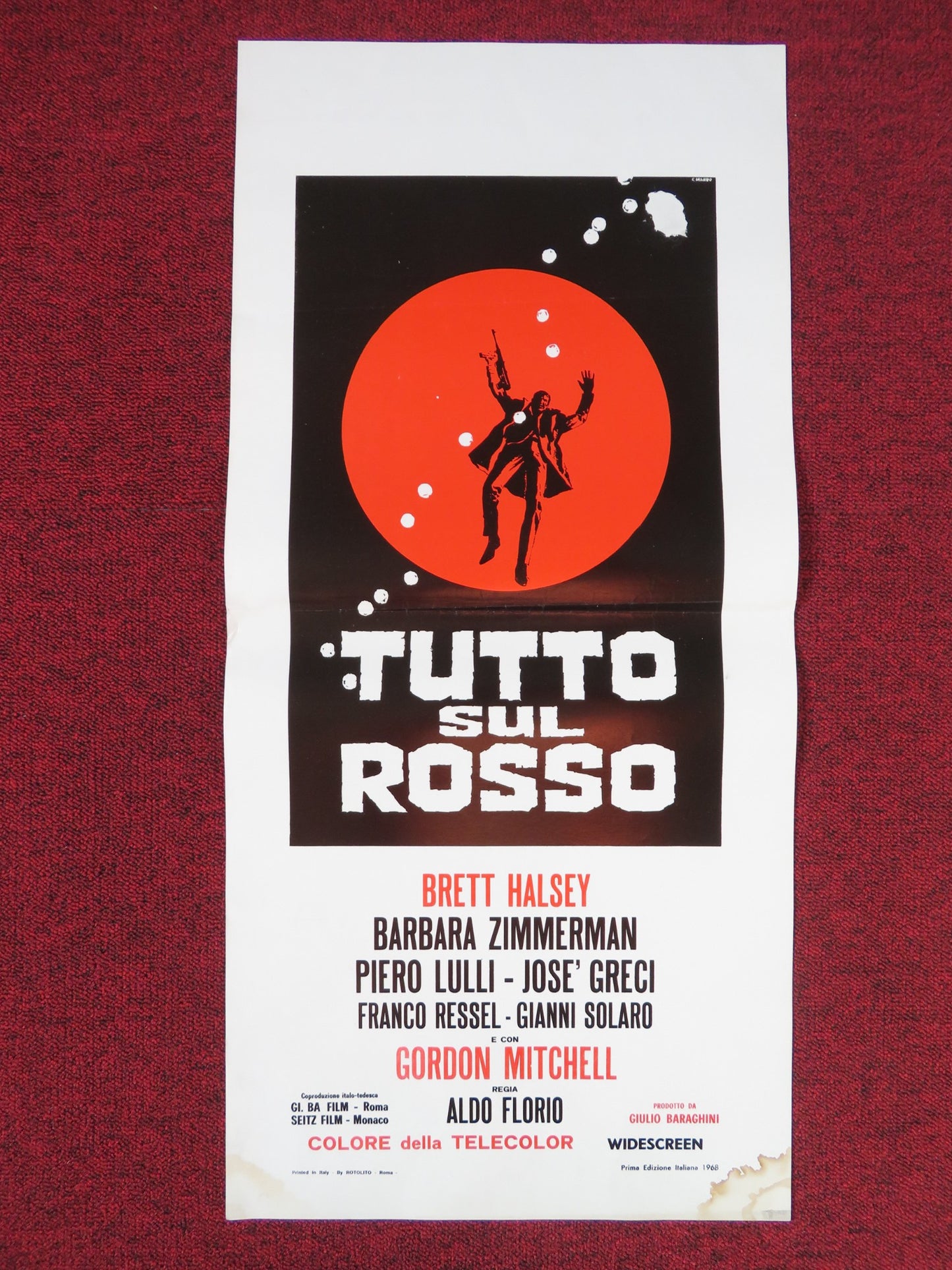 TUTTO SUL ROSSO ITALIAN LOCANDINA POSTER BRETT HALSEY BARBARA ZIMMERMAN 1968