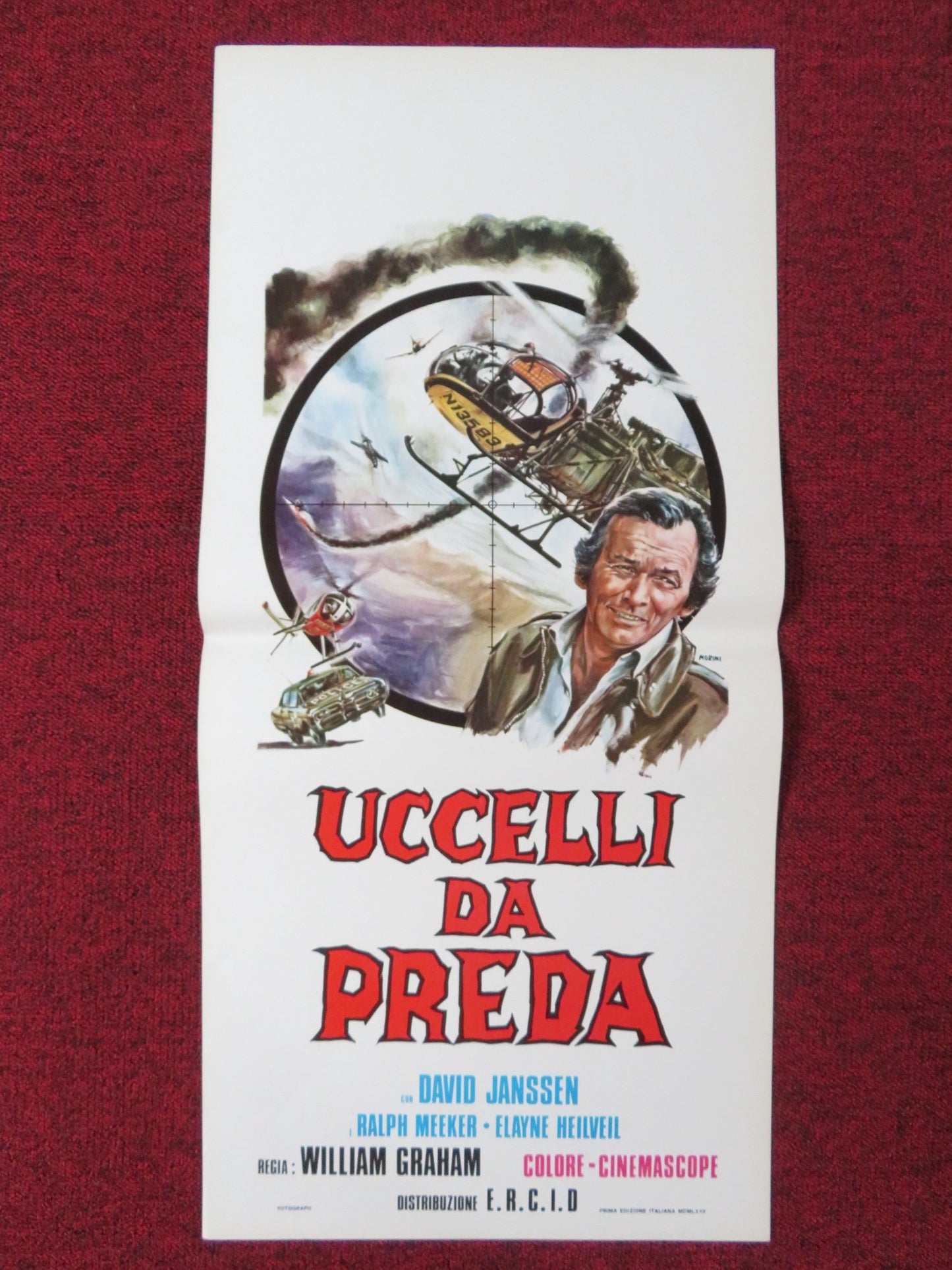 BIRDS OF PREY ITALIAN LOCANDINA POSTER DAVID JANSSEN RALPH MEEKER 1973