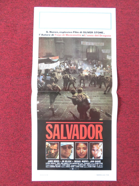 SALVADOR ITALIAN LOCANDINA POSTER JAMES WOODS JIM BELUSHI 1986