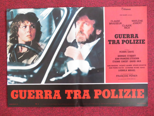 THE POLICE WAR - C ITALIAN FOTOBUSTA POSTER CLAUDE BRASSEUR MARLENE JOBERT 1980