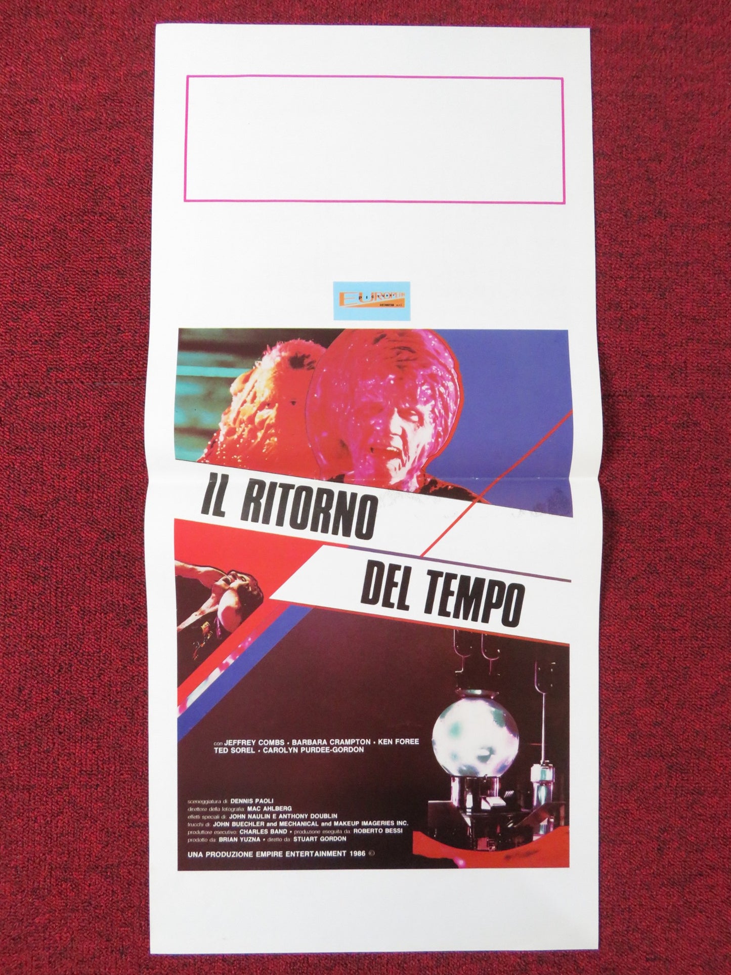 FROM BEYOND ITALIAN LOCANDINA POSTER JEFFREY COMBS BARBARA CRAMPTON 1986