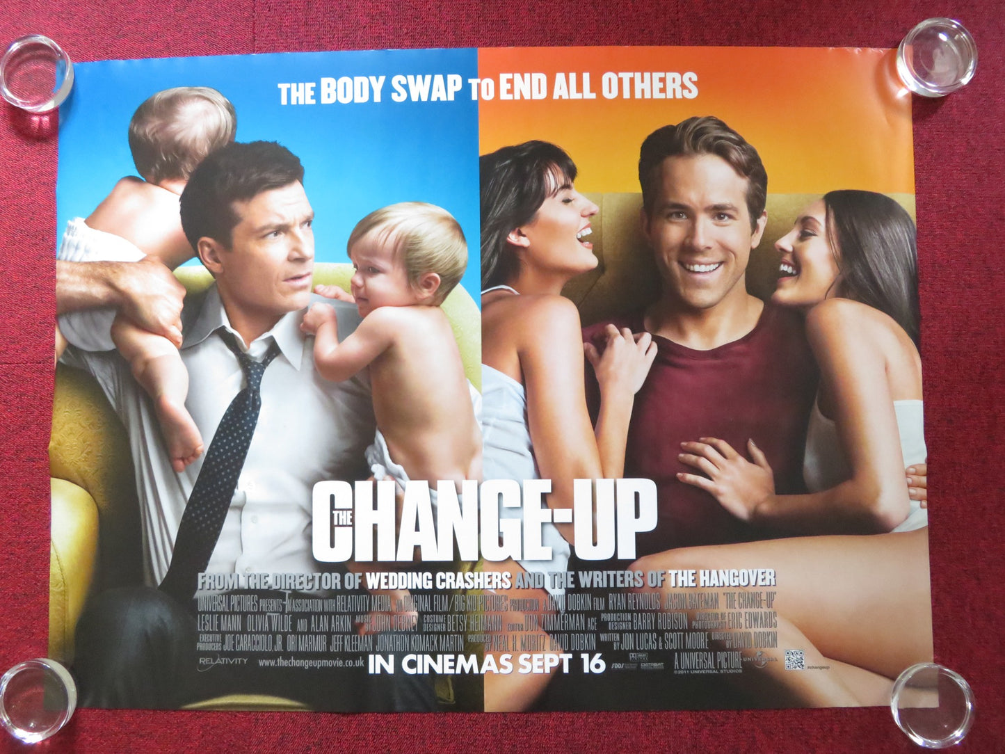 THE CHANGE-UP UK QUAD ROLLED POSTER RYAN REYNOLDS JASON BATEMAN 2011