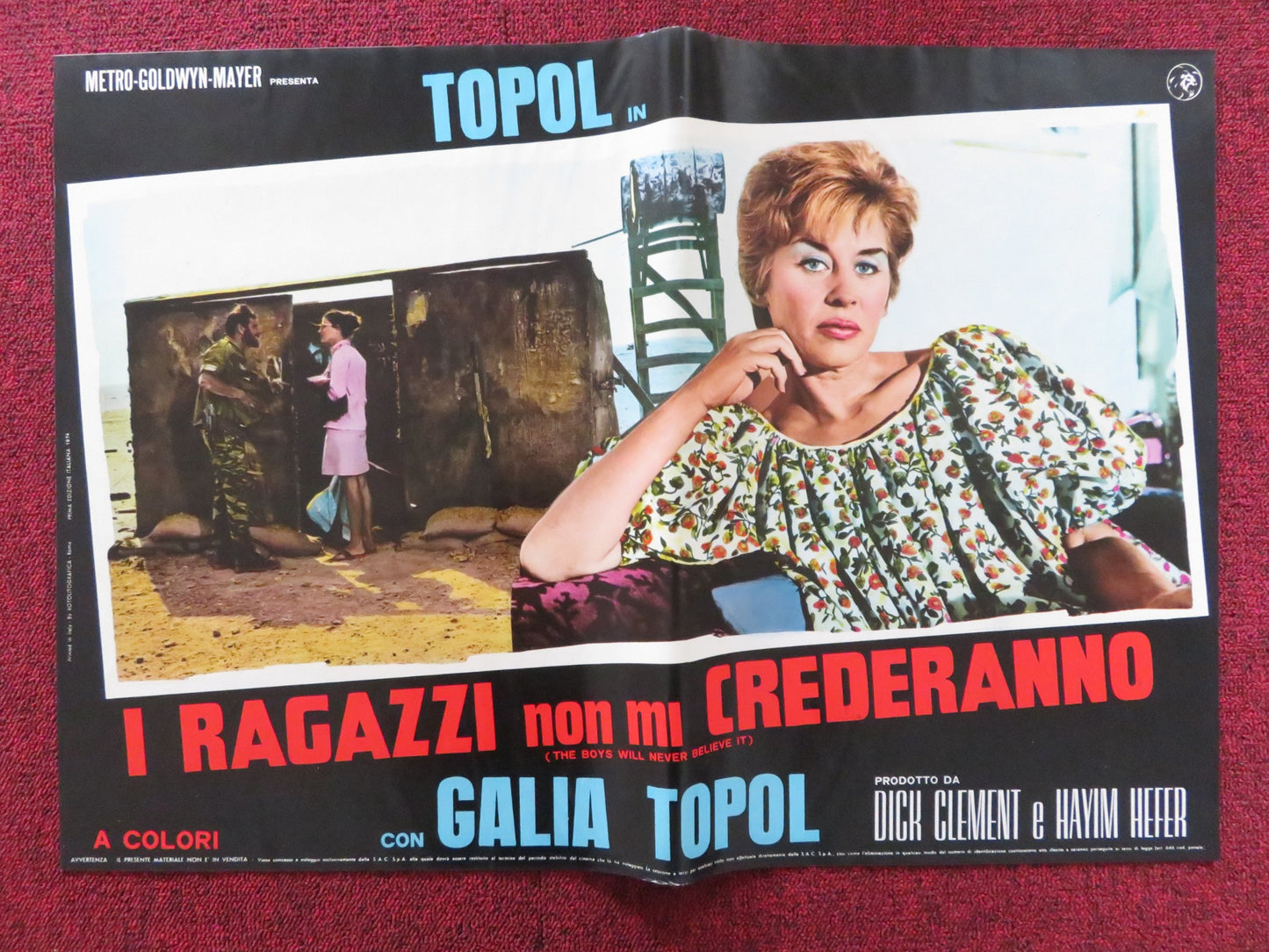 THE BOYS WILL NEVER BELIEVE IT - I ITALIAN FOTOBUSTA POSTER TOPOL CHANCE 1971