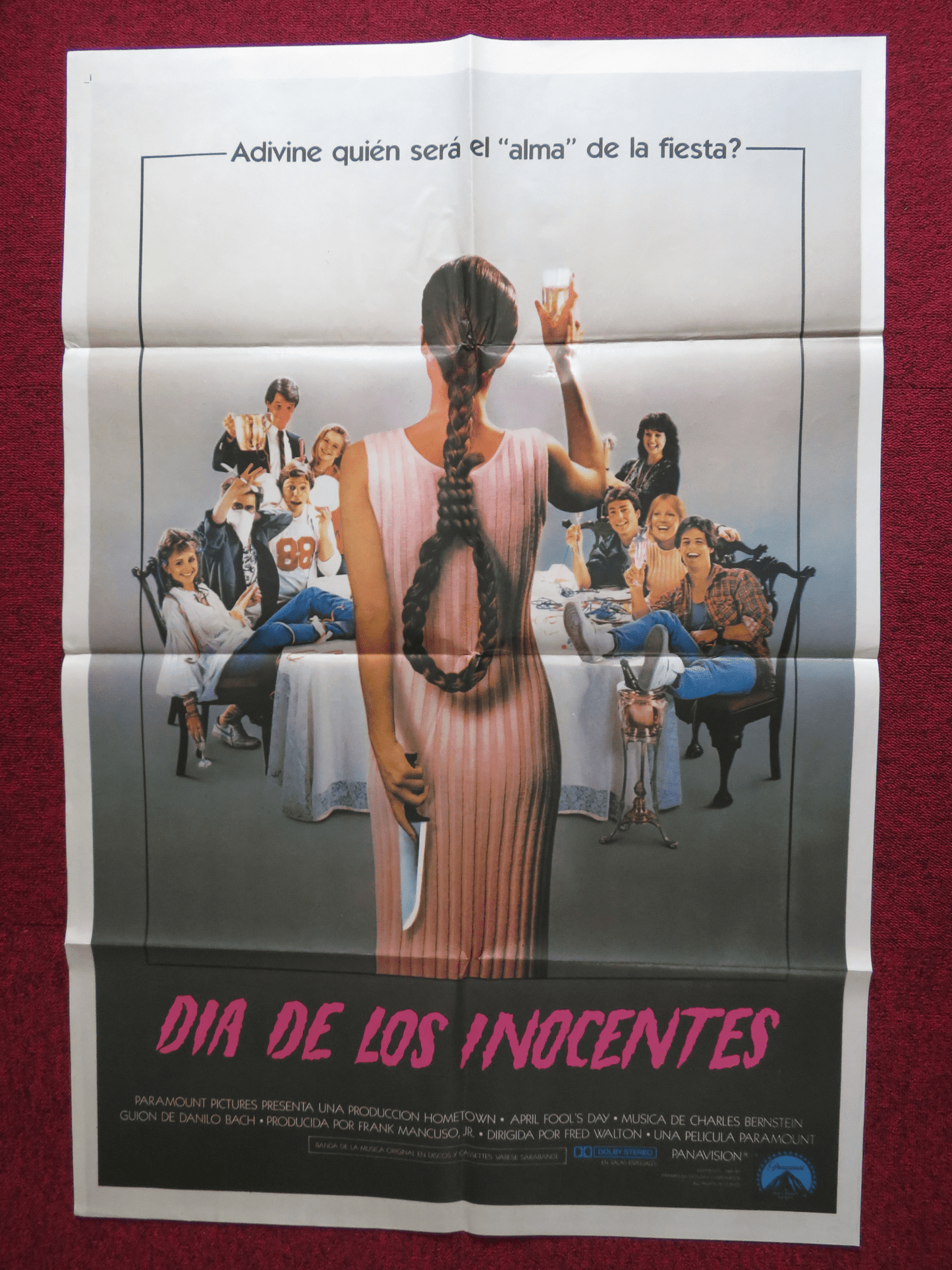 APRIL FOOL'S DAY FOLDED ARGENTINA ONE SHEET POSTER JAY BAKER PAT BARLOW 1986