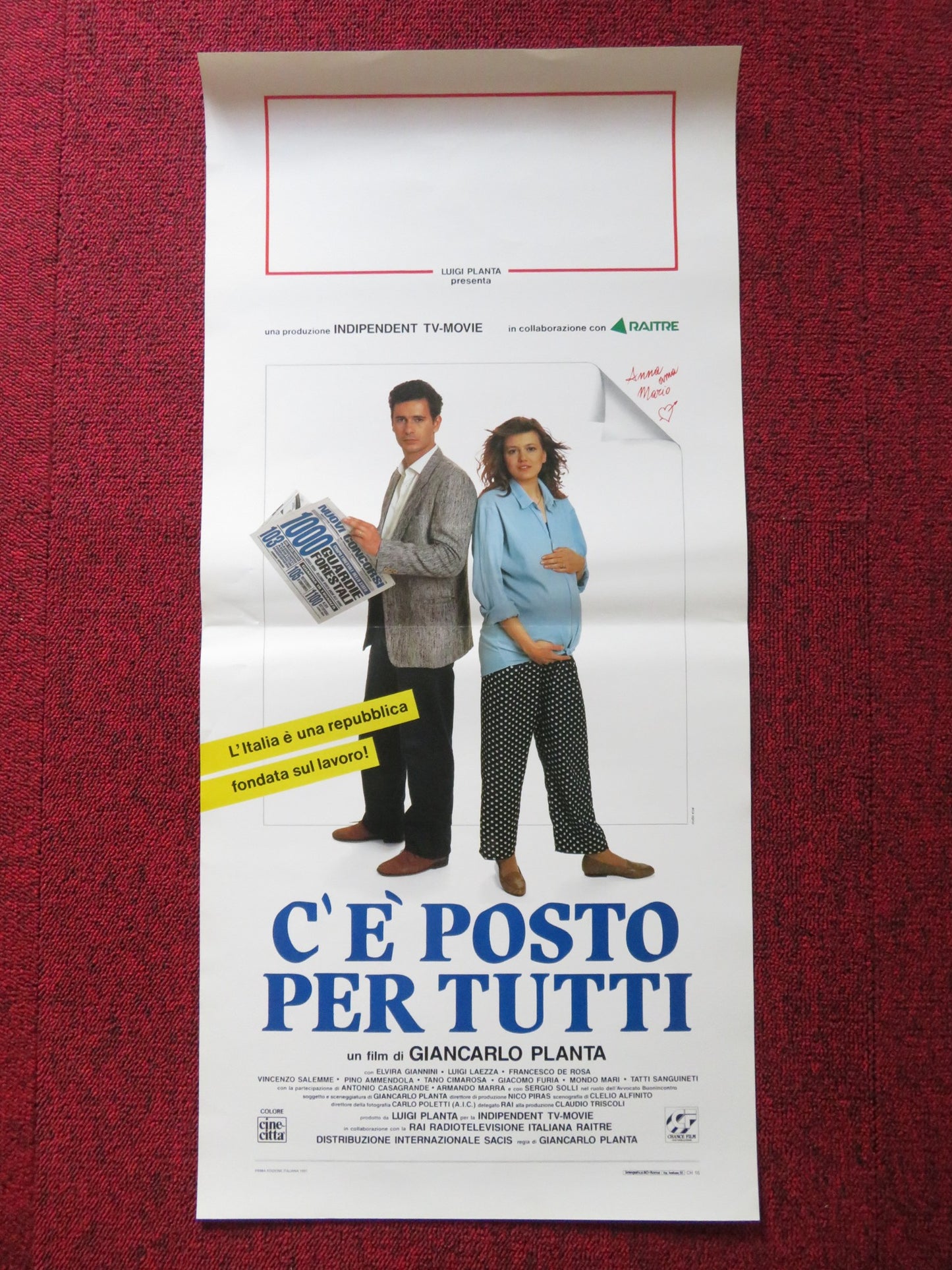 C' E' POSTO PER TUTTI ITALIAN LOCANDINA POSTER LUIGI LAEZZA ELVIRA GIANNINI 1990