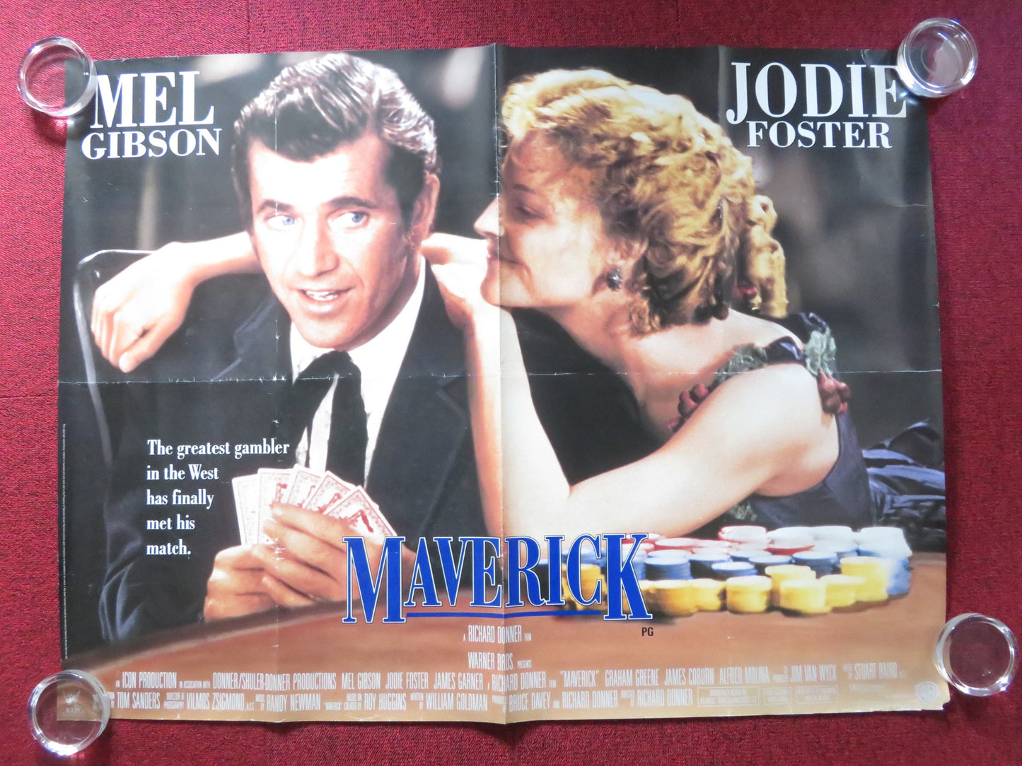 MAVERICK UK QUAD ROLLED POSTER MEL GIBSON JODIE FOSTER 1994