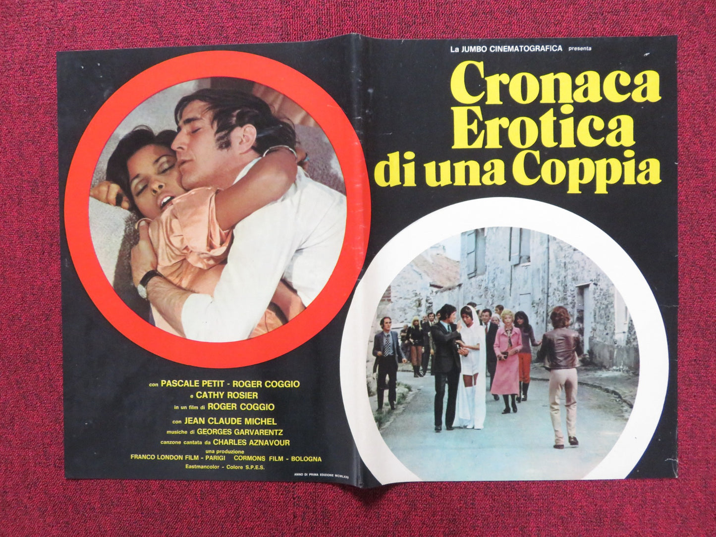 CHRONIQUE D'UN COUPLE - A ITALIAN FOTOBUSTA POSTER ROGER COGGIO P. PETIT 1972