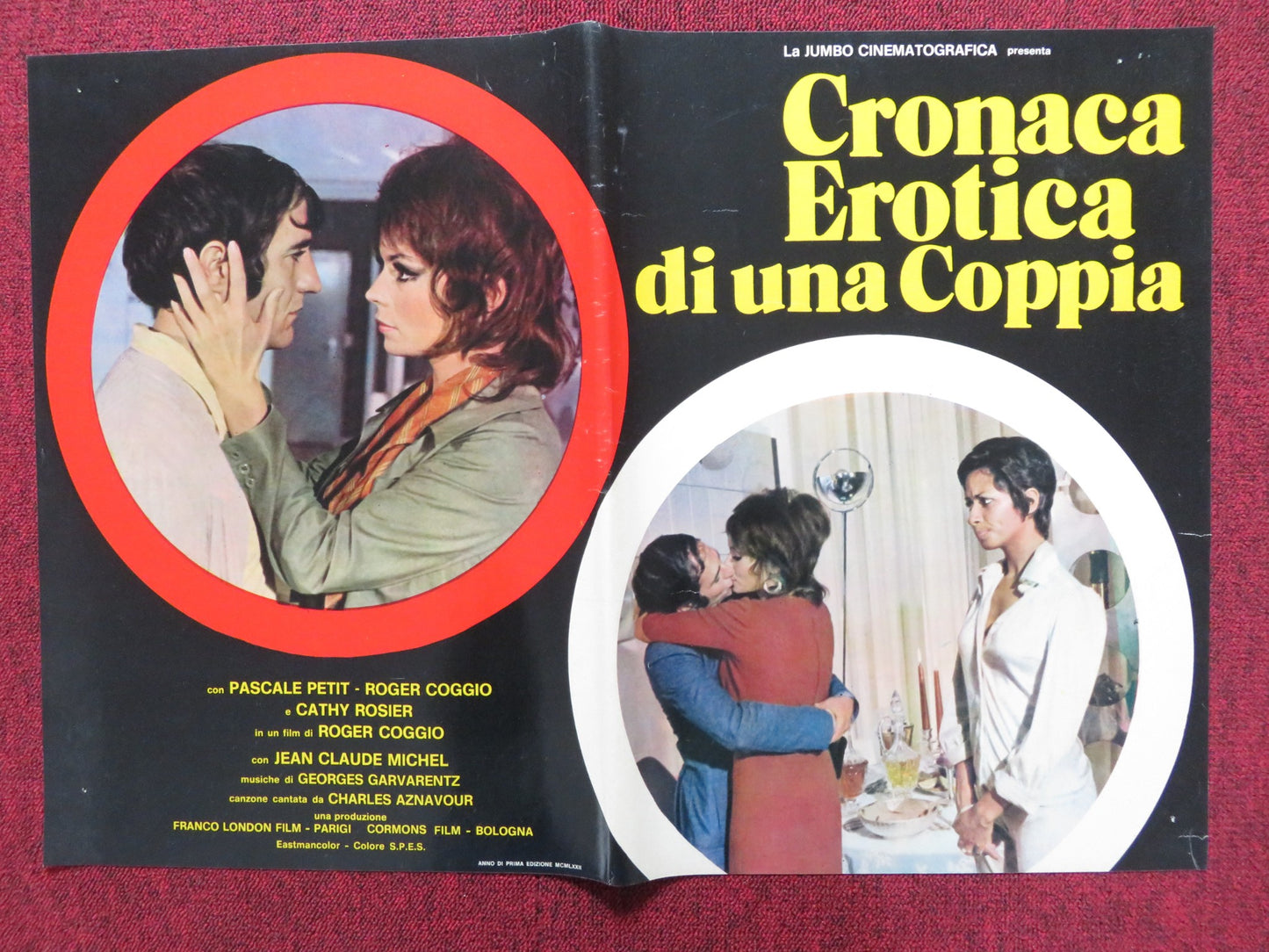 CHRONIQUE D'UN COUPLE - D ITALIAN FOTOBUSTA POSTER ROGER COGGIO P. PETIT 1972