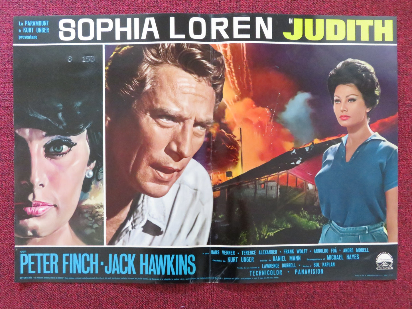 JUDITH - G ITALIAN FOTOBUSTA POSTER SOPHIA LOREN PETER FINCH 1966