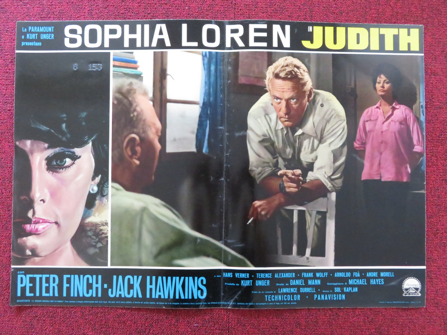 JUDITH - H ITALIAN FOTOBUSTA POSTER SOPHIA LOREN PETER FINCH 1966