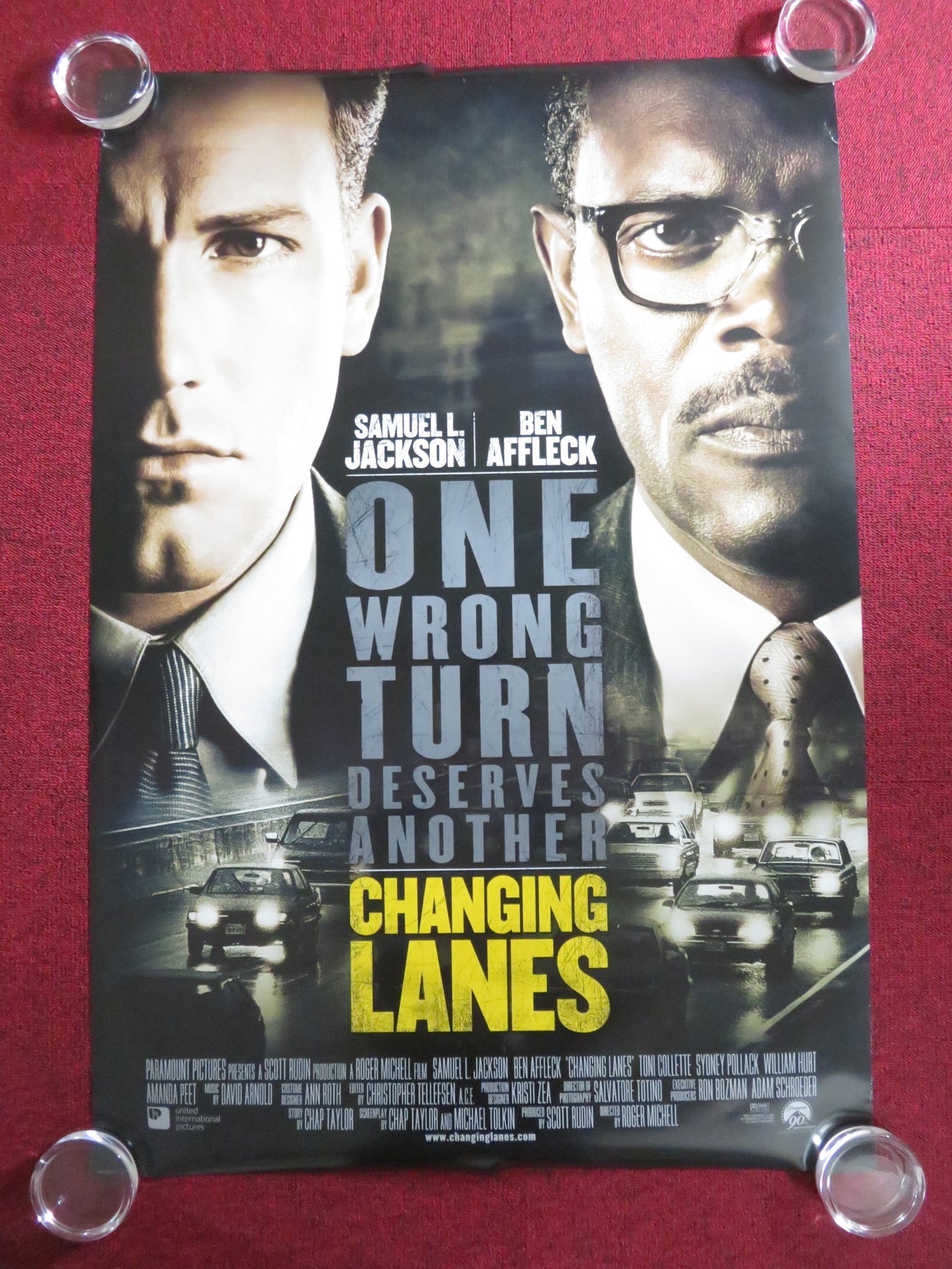 CHANGING LANES US ONE SHEET ROLLED POSTER BEN AFFLECK SAMUEL L. JACKSON 2002