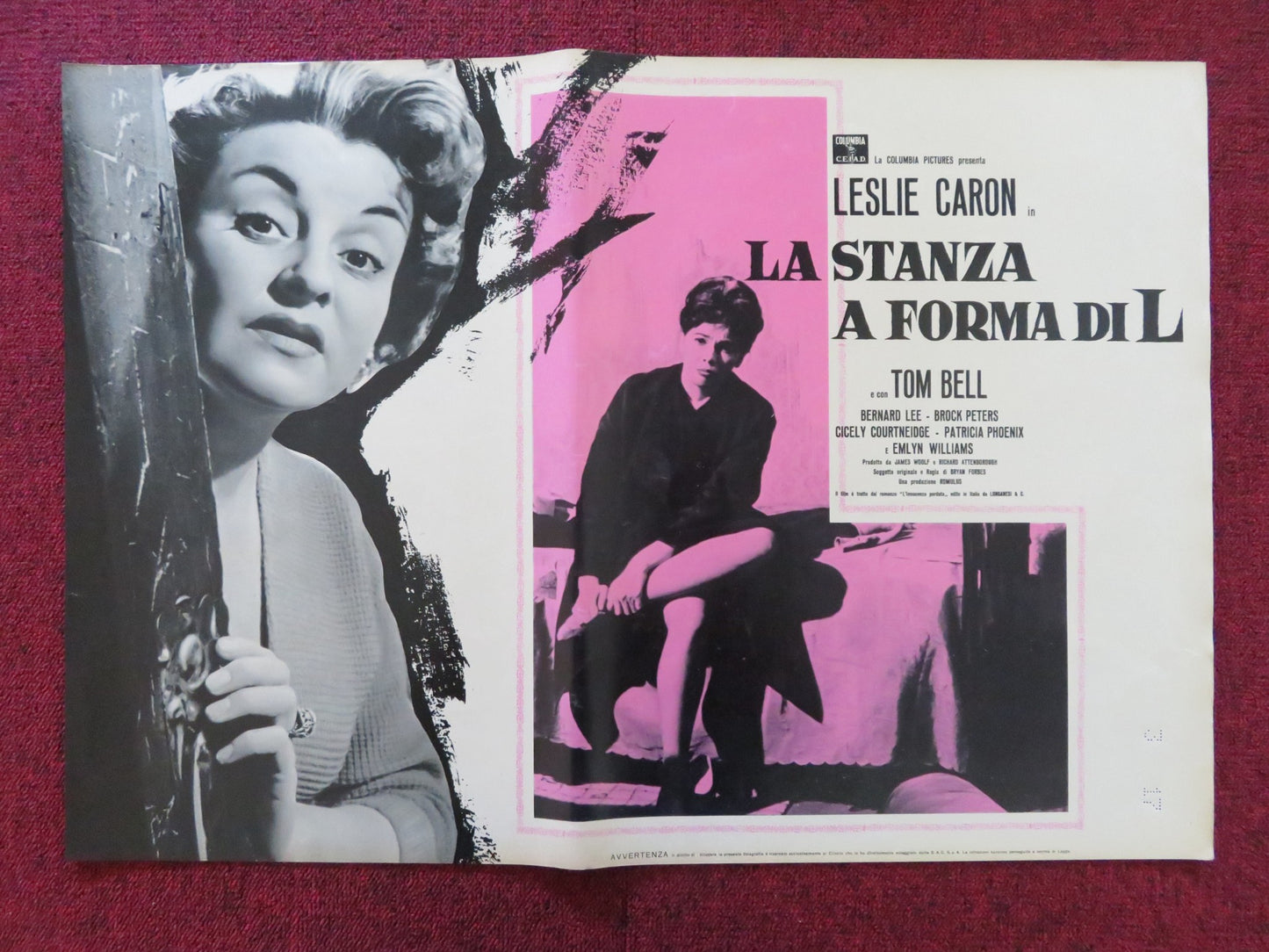 THE L-SHAPED ROOM - I ITALIAN FOTOBUSTA POSTER LESLIE CARON TOM BELL 1962